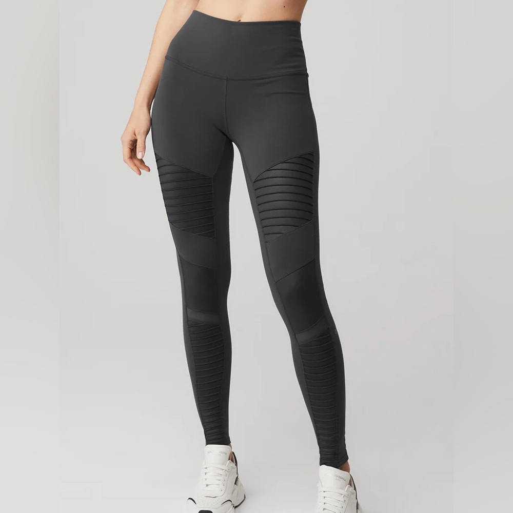 High Waisted Dark Grey Moto Legging by ALO